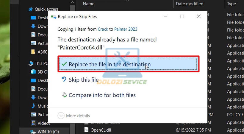 Chọn tùy chọn khi dán file Corel Painter 2023