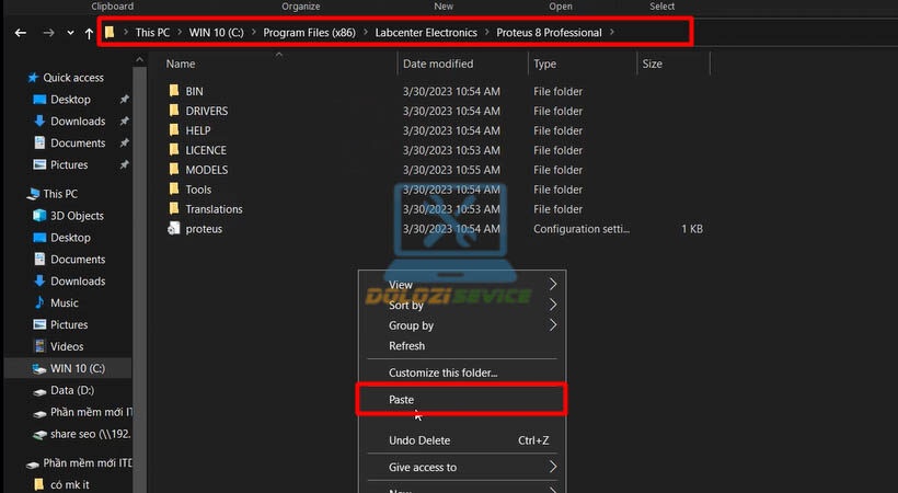 Paste file crack Proteus 8.8 vào thư mục cài đặt