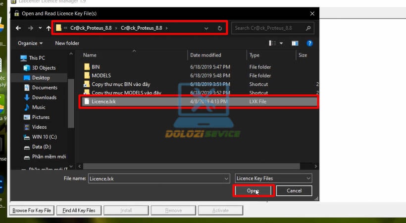 Mở file key Proteus 8.8