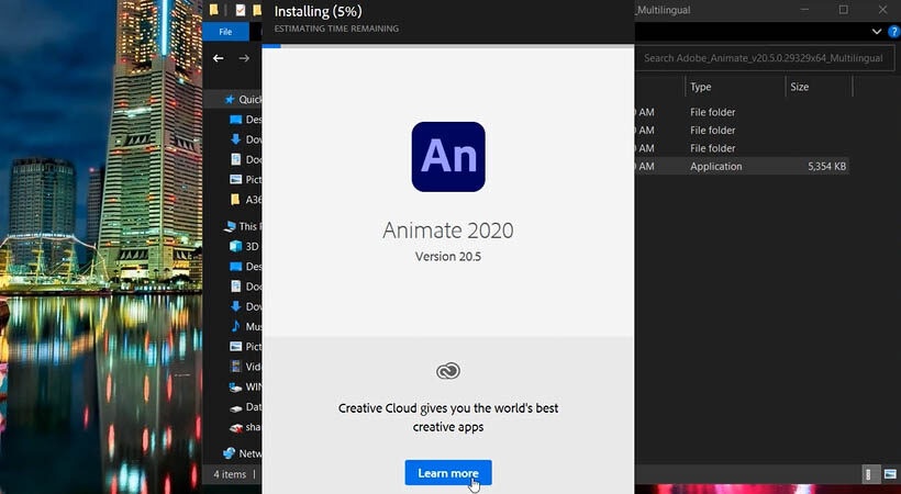 Chờ cài đặt Animate 2020