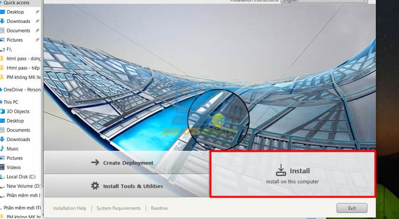 Chọn Install để bắt đầu cài đặt Civil 3D 2019