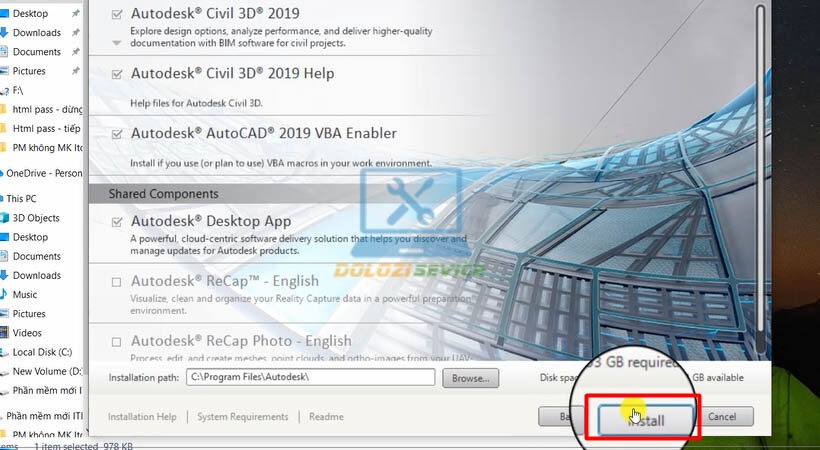 Tiếp tục chọn Install trong quá trình cài đặt Civil 3D 2019