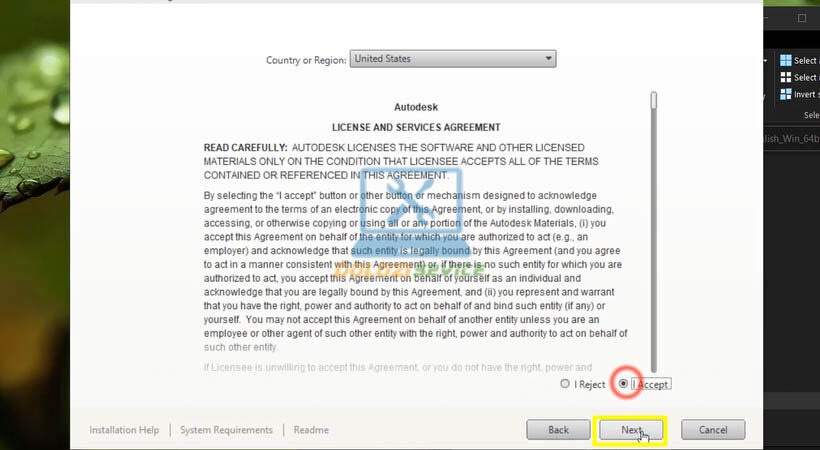 Chọn I Accept Autodesk Inventor 2015