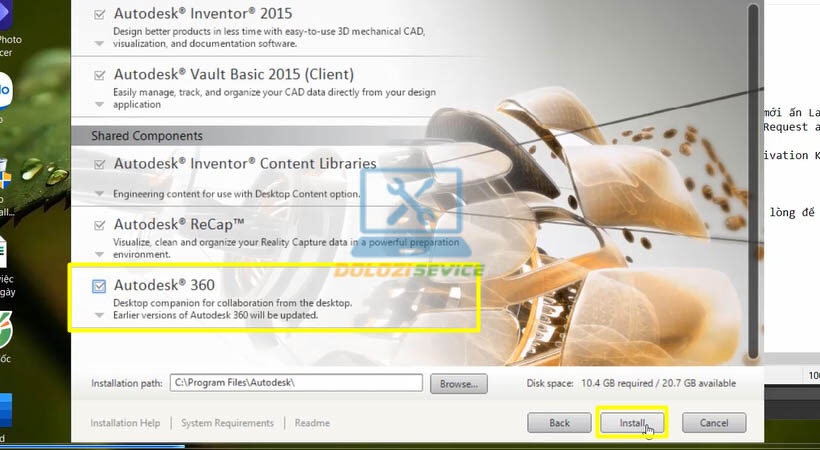 Bắt đầu cài đặt Autodesk Inventor 2015