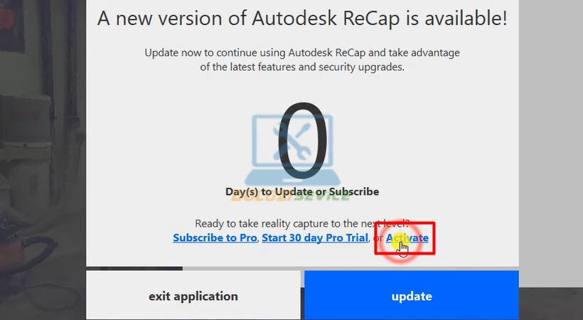 Chọn Activate để tiến hành cài đặt Autodesk Recap Pro 2021