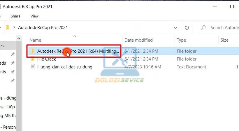 Mở thư mục cài đặt Autodesk Recap Pro 2021