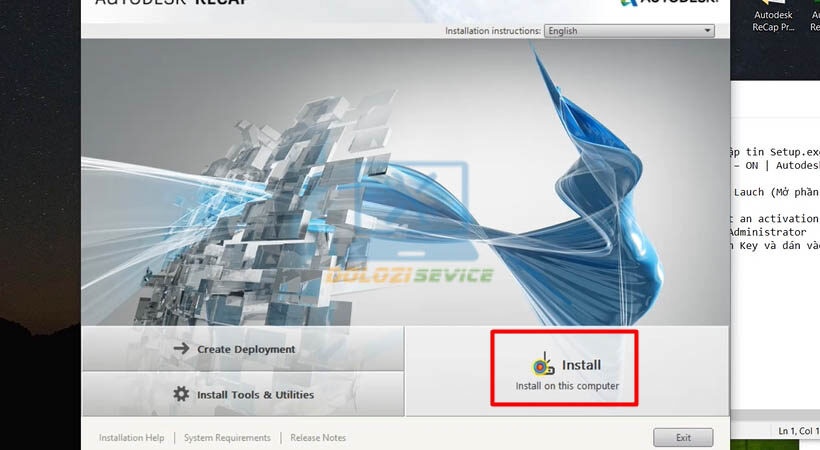 Chọn Install để cài đặt Autodesk Recap Pro 2021