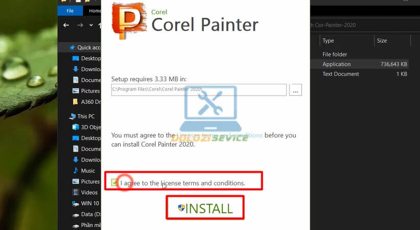 Chọn Next để tiếp tục cài đặt Corel Painter 2020