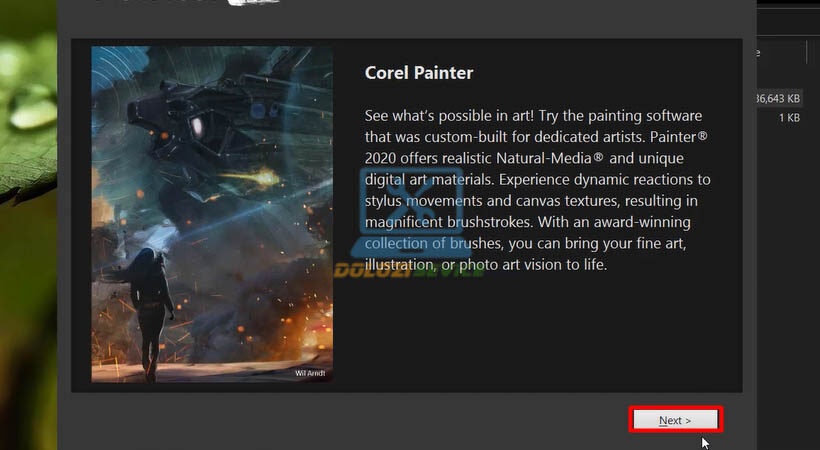 Đồng ý với các điều khoản sử dụng Corel Painter 2020
