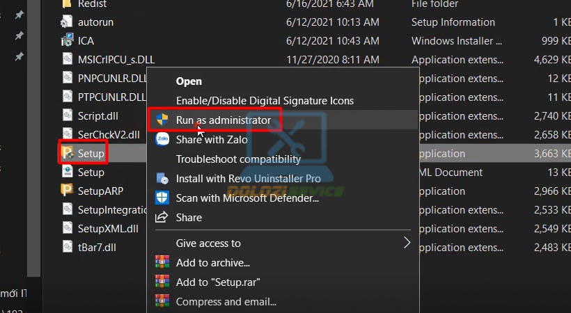 Chạy file setup bằng quyền Admin
