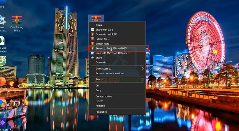 Giải nén file cài đặt SolidWorks 2020