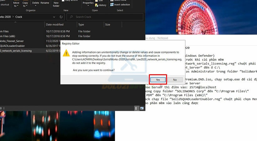 Chọn OK để tiếp tục cài đặt