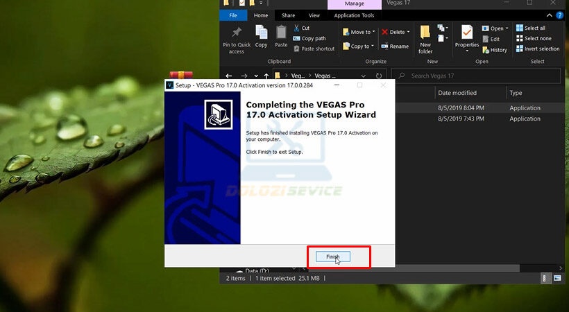 Chọn Finish kết thúc cài đặt Sony Vegas pro 17