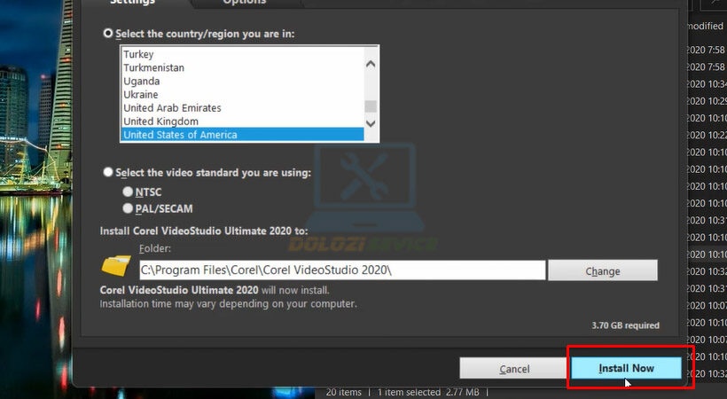Tiến hành Install Now VideoStudio Ultimate 2020.