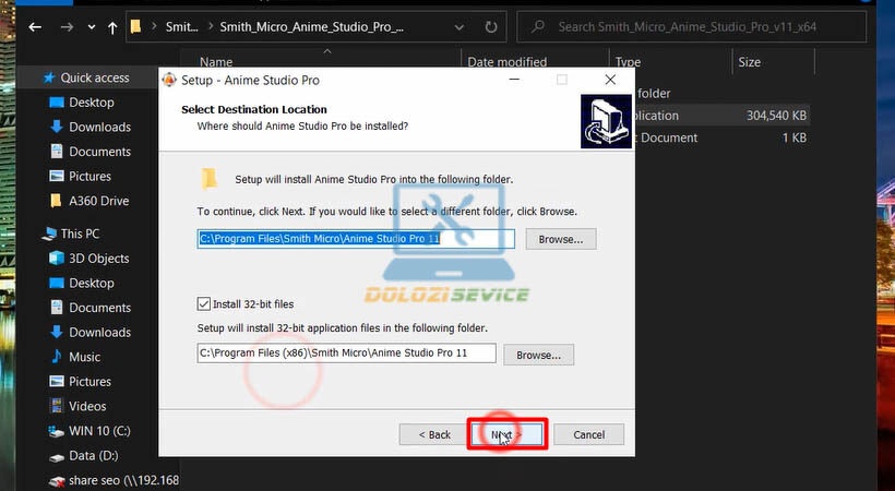 Xác nhận các tùy chọn cài đặt Smith Micro Anime Studio Pro V11