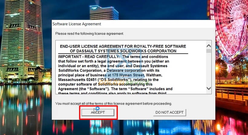 Chọn Accept
