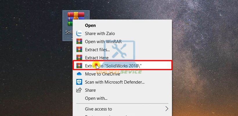 Giải nén phần mềm Solidworks 2018