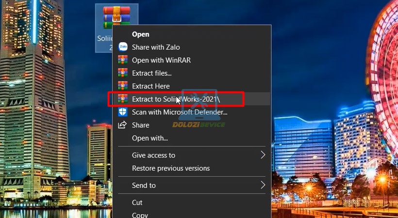 Giải nén Solidworks 2021