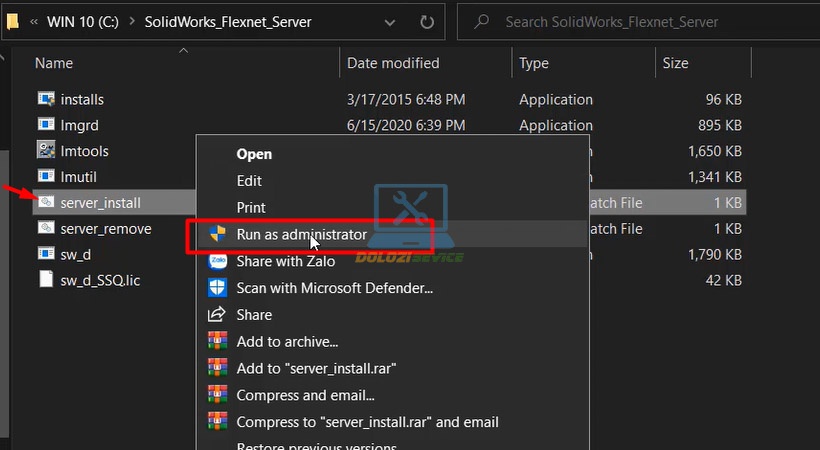 Khởi động server_install