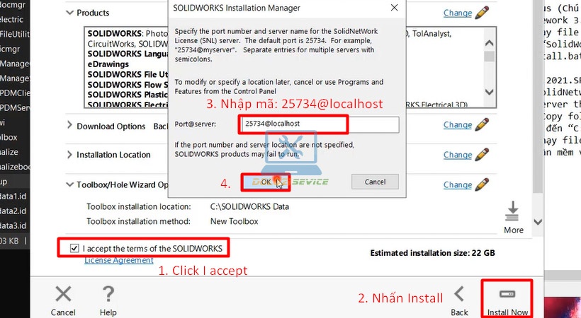 Làm theo hướng dẫn Install