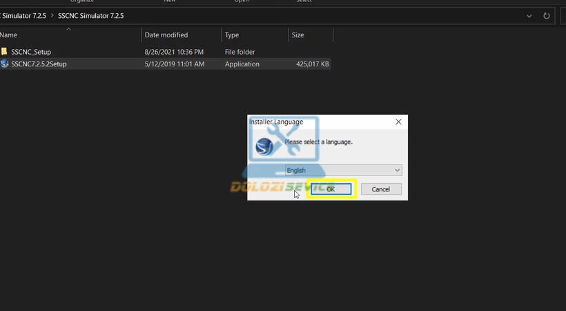 Chọn OK để tiếp tục cài SSCNC Simulator 7.2.5