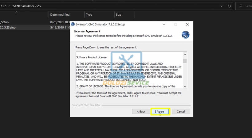Chọn I Agree để đồng ý điều khoản sử dụng SSCNC Simulator 7.2.5