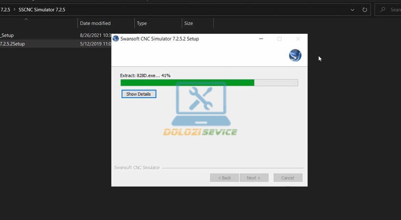 Chờ cài đặt SSCNC Simulator 7.2.5 thành công