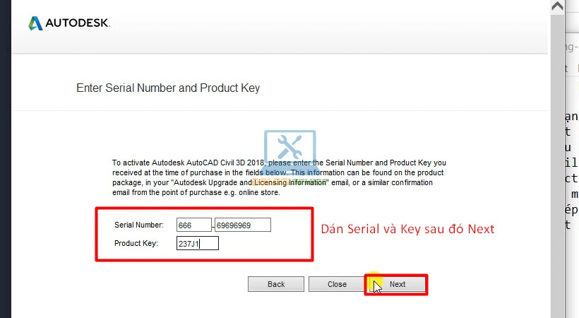 Vào file hướng dẫn copy và dán Serial