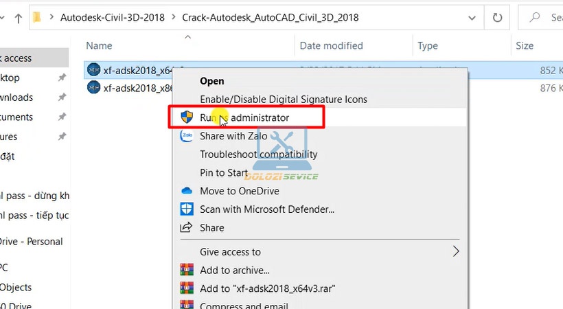 Chạy file kích hoạt x64
