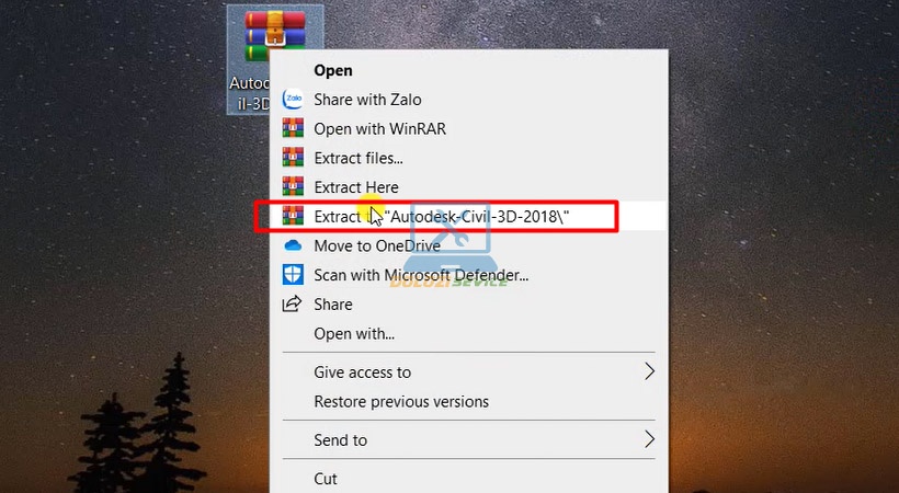 Giải nén phần mềm Civil 3D 2018