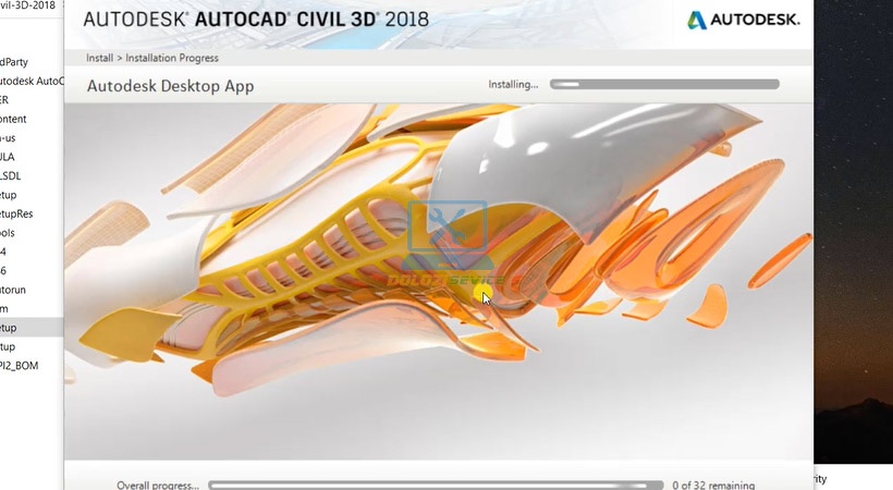 Chờ phần mềm Civil 3D 2018 cài đặt hoàn tất