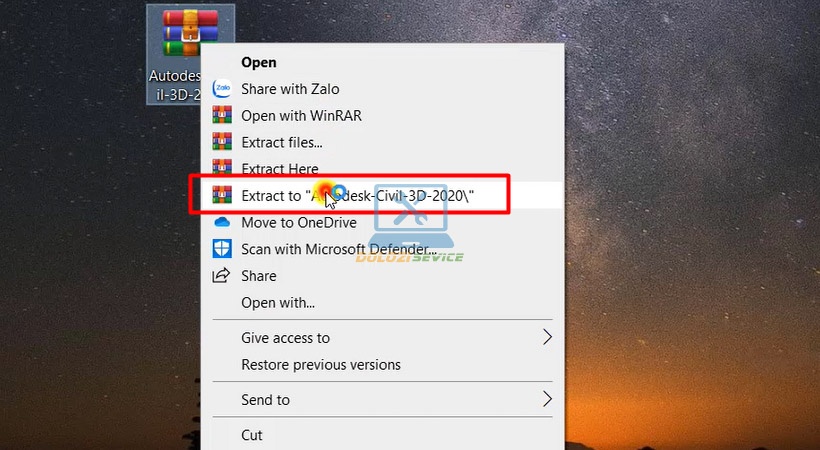 Giải nén Civil 3D 2020