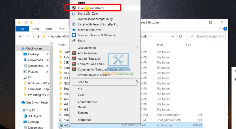 Chạy file Setup Civil 3D 2020