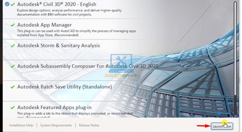 Khởi chạy Civil 3D 2020