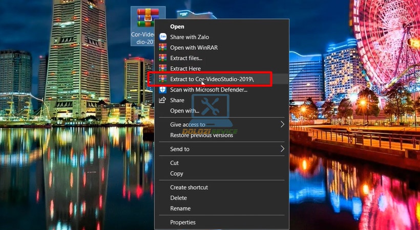 Giải nén Corel VideoStudio 2019 trước khi cài đặt