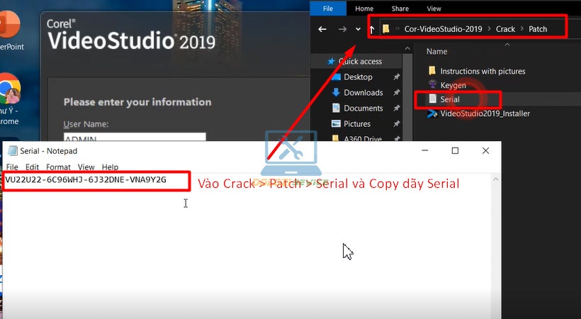 Sao chép Serial key từ thư mục Activate