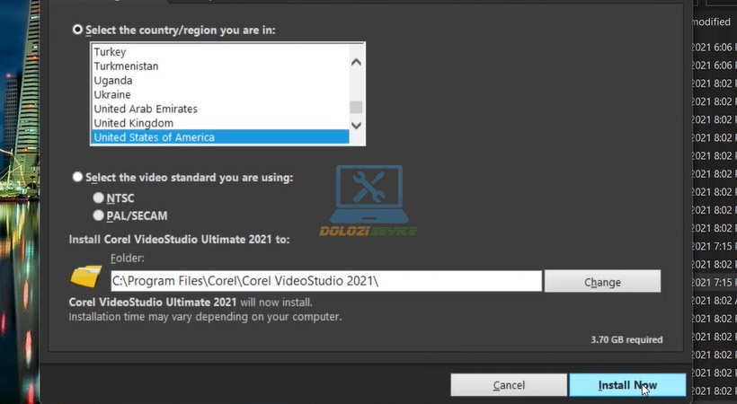 Chọn Install Now để bắt đầu cài đặt Corel VideoStudio 2021
