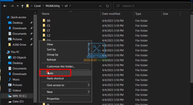 Dán file vào v1
