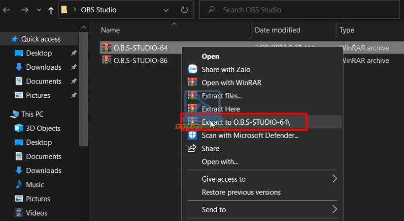 Chạy file Setup OBS