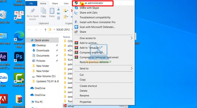 Khởi chạy Setup để cài đặt Solidworks 2012