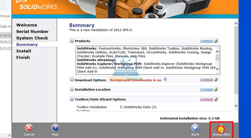 Hoàn tất quá trình cài đặt Solidworks 2012