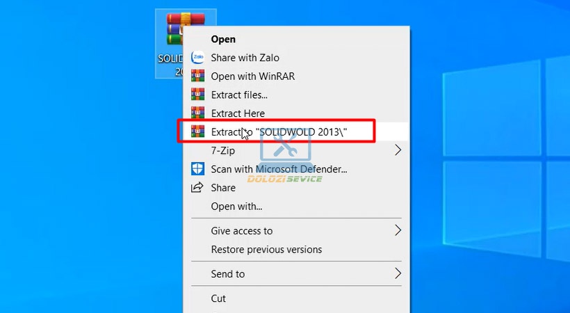 Giải nén phần mềm Solidworks 2013