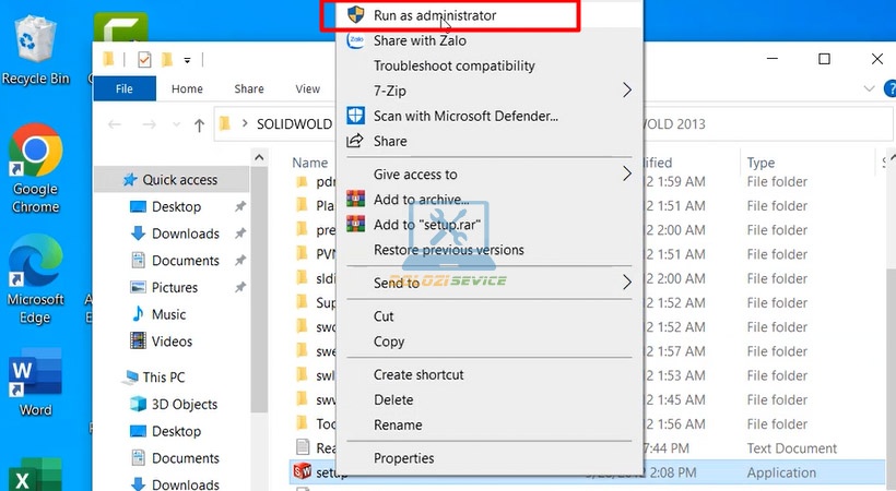 Chạy file Setup