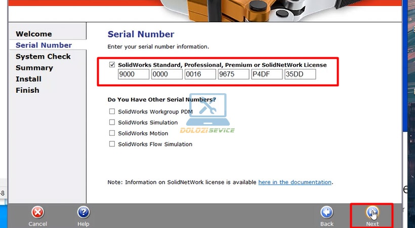 Dán code và nhấn Next