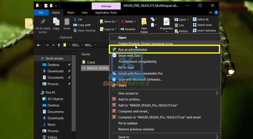 Chạy file cài đặt Sony Vegas Pro 2018 với quyền Admin