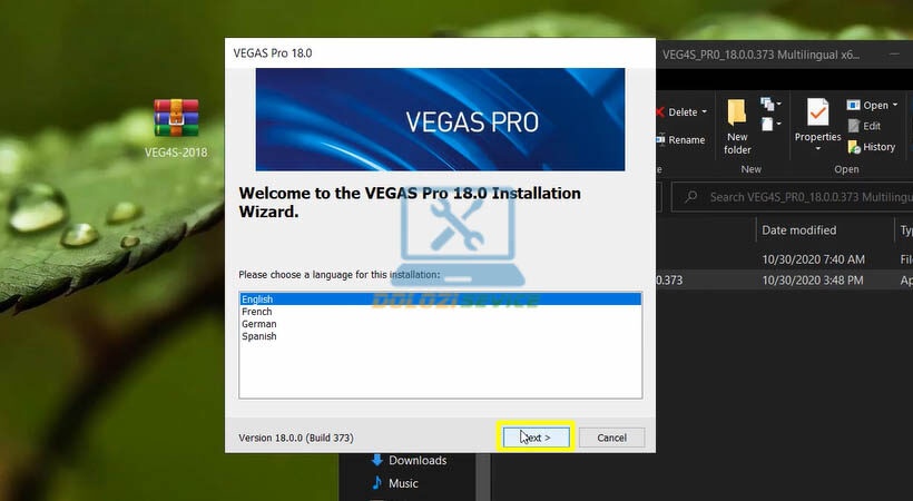 Chọn Next để tiếp tục cài đặt Sony Vegas Pro 2018