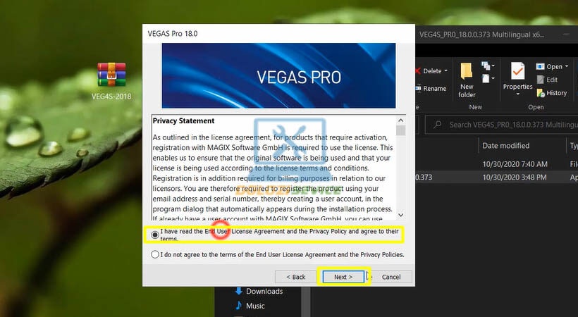 Tiếp tục chọn Next trong quá trình cài đặt Sony Vegas Pro 2018