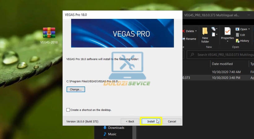 Chọn Install để cài đặt Sony Vegas Pro 2018