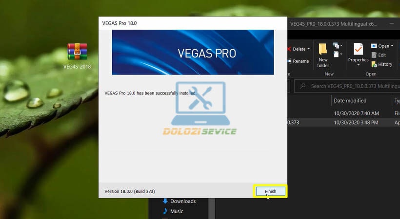 Chọn Finish để hoàn tất cài đặt Sony Vegas Pro 2018