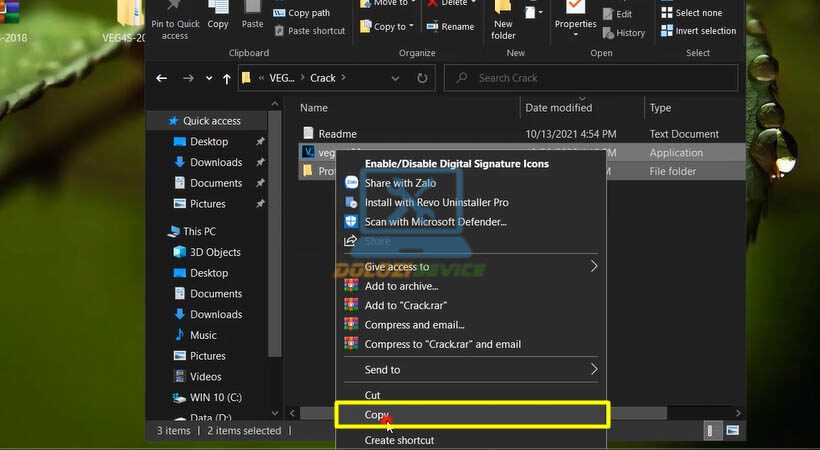 Copy file kích hoạt Sony Vegas Pro 2018